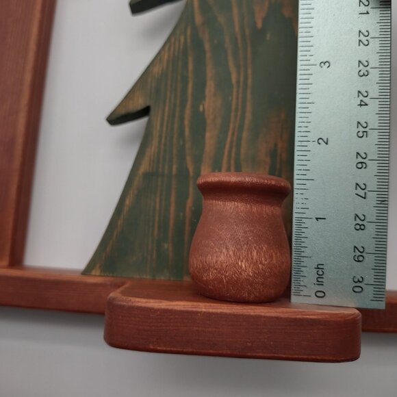 Vintage Primitive Rustic Painted Wood Fir Tree Candlestick Decor, Wall or Table - Picture 14 of 17